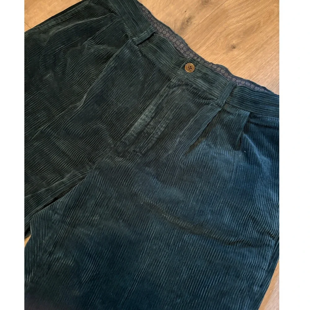 Brooks Brothers Elliot Corduroy Pants 36x31 Forest Green Wide-Wale Pleated